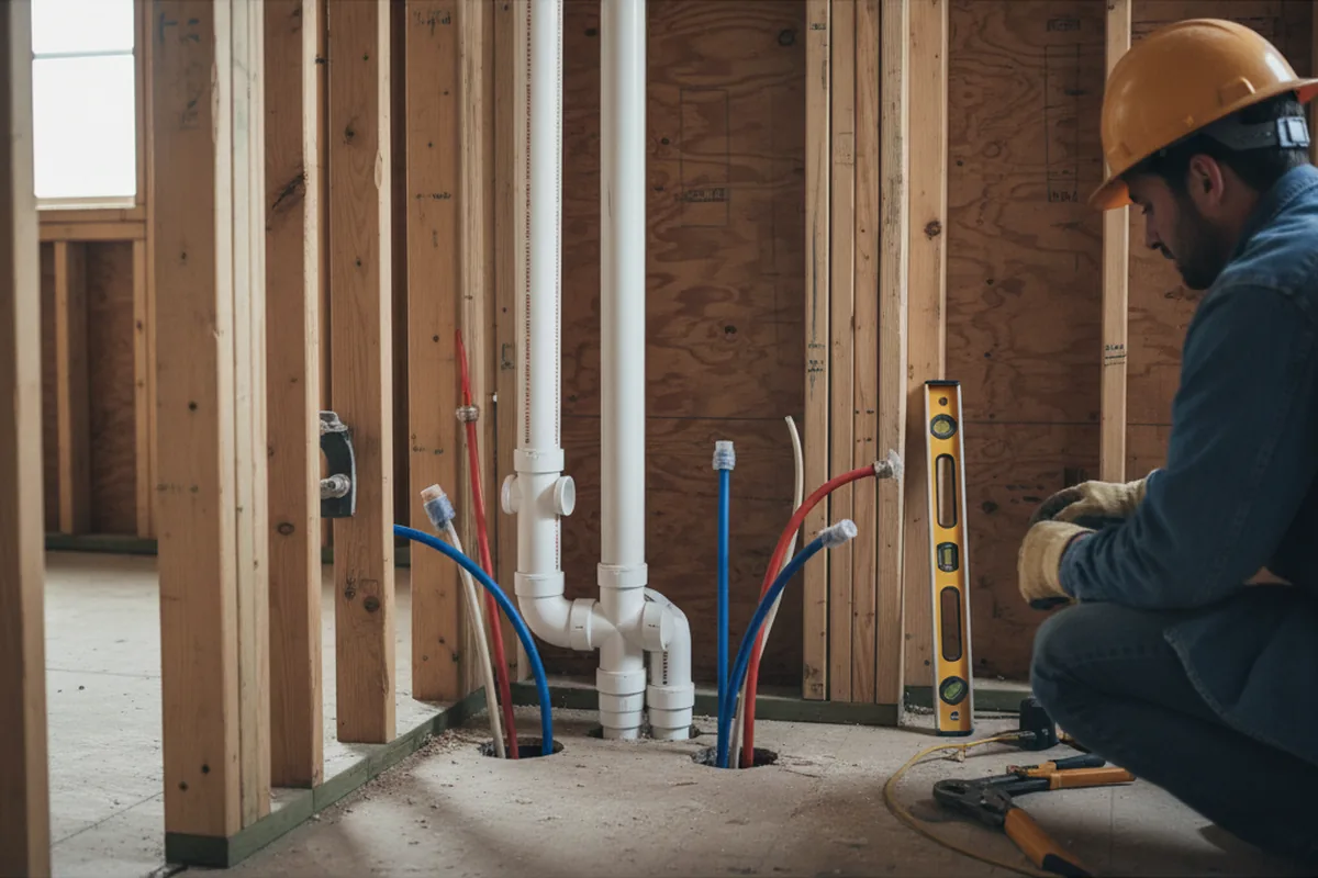 Drain and supply rough-in during Drain Cleaning in Hastings